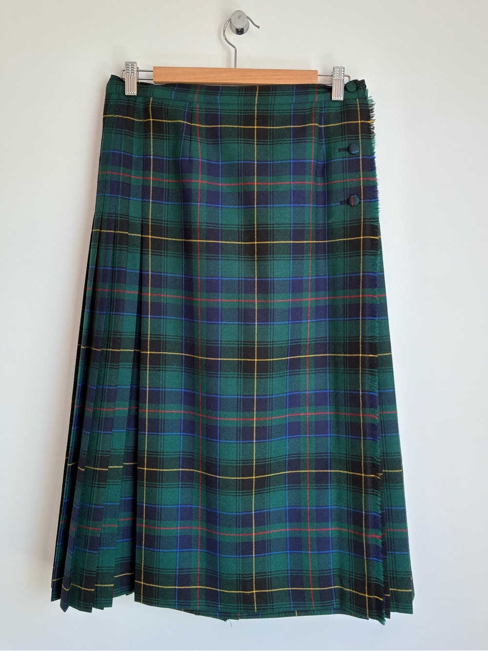 Vintage Made In Canada 100% Wool Tartan Pleated Kilt Skirt